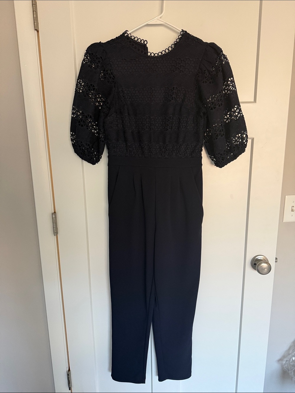 Elegant Navy Lace Top Jumpsuit